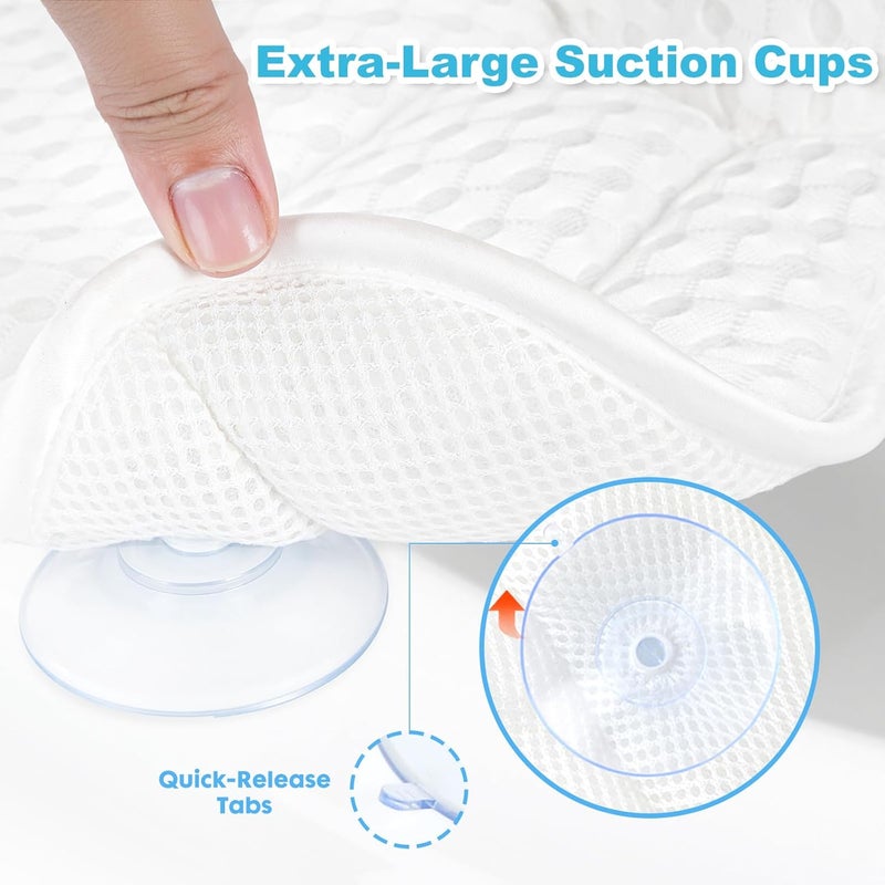 EcoHLL Bath Pillows for Tub, Ergonomic Bathtub Pillow for Head, Neck & Back Support, Soft Spa Cushion Washable with 4D Mesh & Non-Slip Suction Cups, Relaxing Hot Tub Accessories & Spa Gifts for Women and Men - Image 2